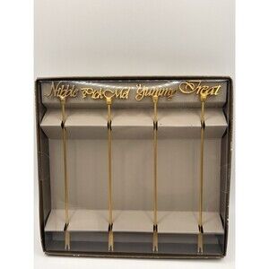 Pier 1 Imports Gold Appetizer Fork Set “Nibble Pick Me Yummy Treat” 4pc NIB